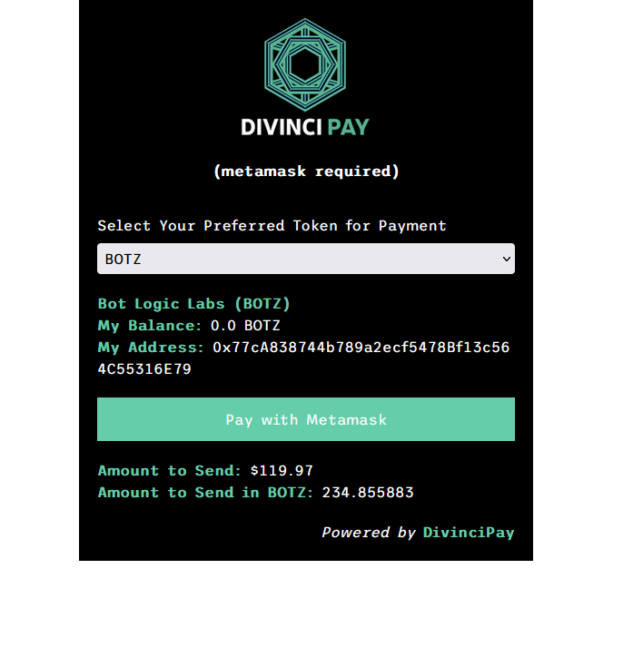 DiVinciPay ERC-20 and BEP-20 Crypto Payment Plugin